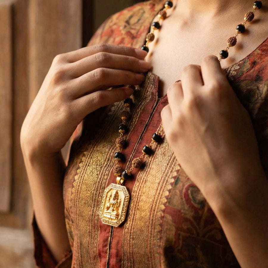 Rudraksha Karungali Malai with Shiv Pendant