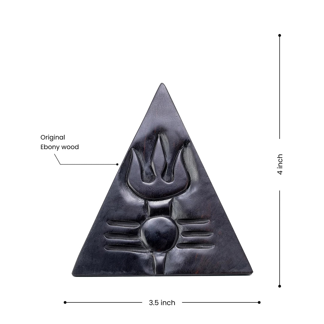 4 inches tall Shivling Trishul Symbol Idol made from Real Ebony Wood