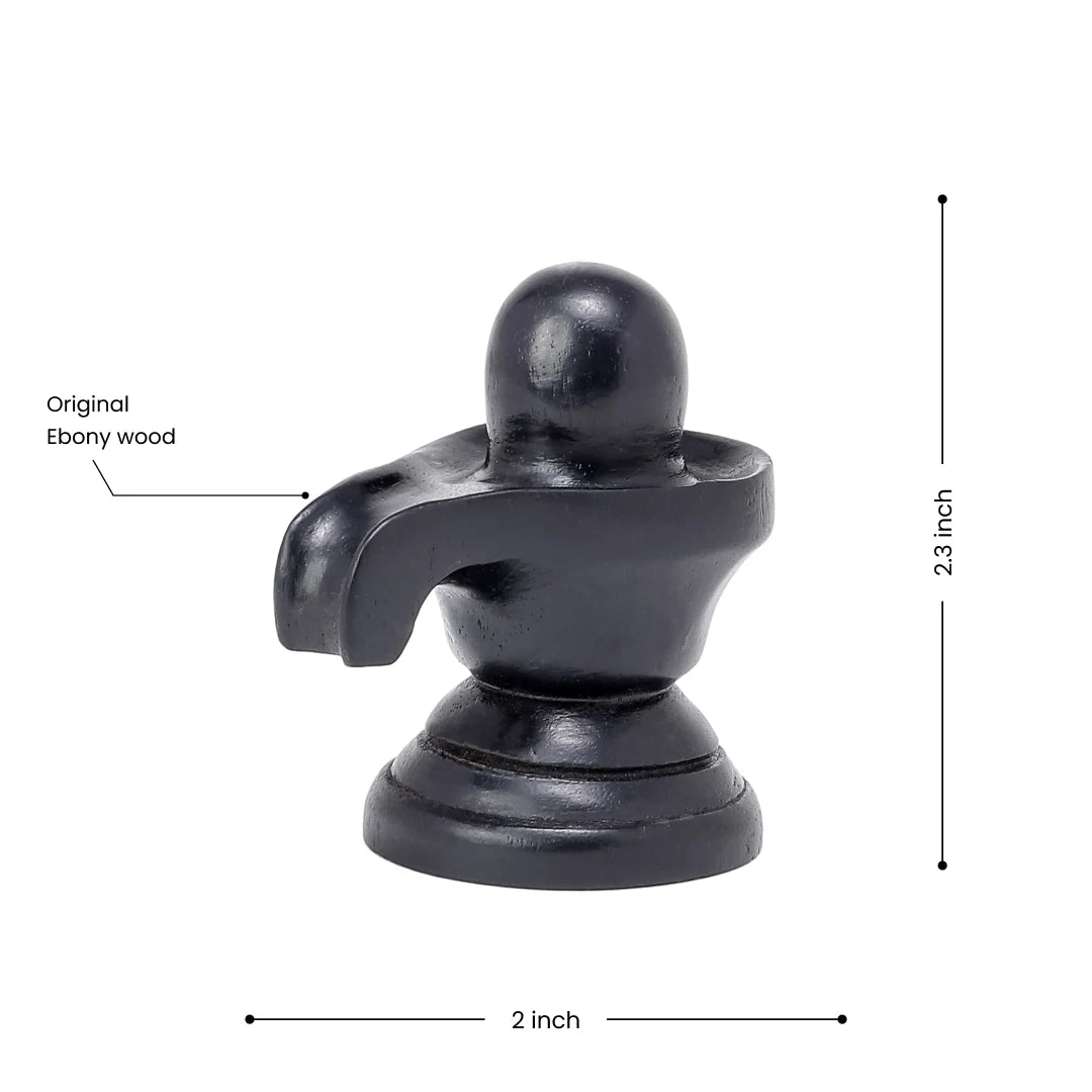 2.3 Inch Shivling in black finish made from real Ebony Wood