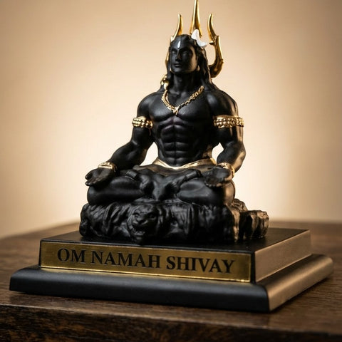Adiyogi Gold Plated Trishul Damru with Base