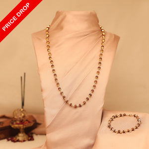 Gold-Plated Rudraksha Necklace and Bracelet Combo