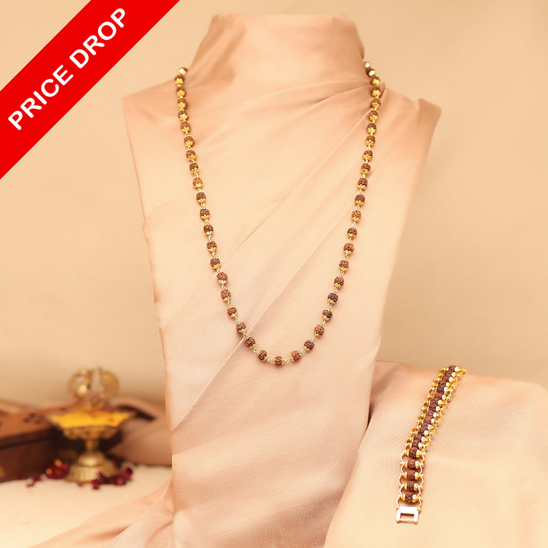 Rudraksha Power Pair – 54 Bead Necklace & Bracelet