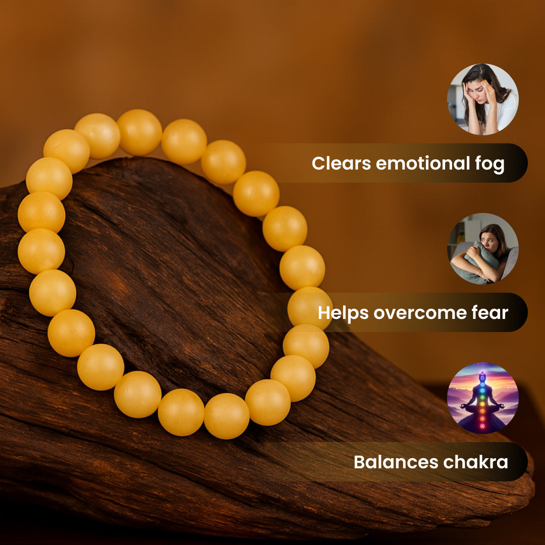 Yellow aventurine bracelet benefits include warmth and positive vibrations in your life with its bold yellow hue.