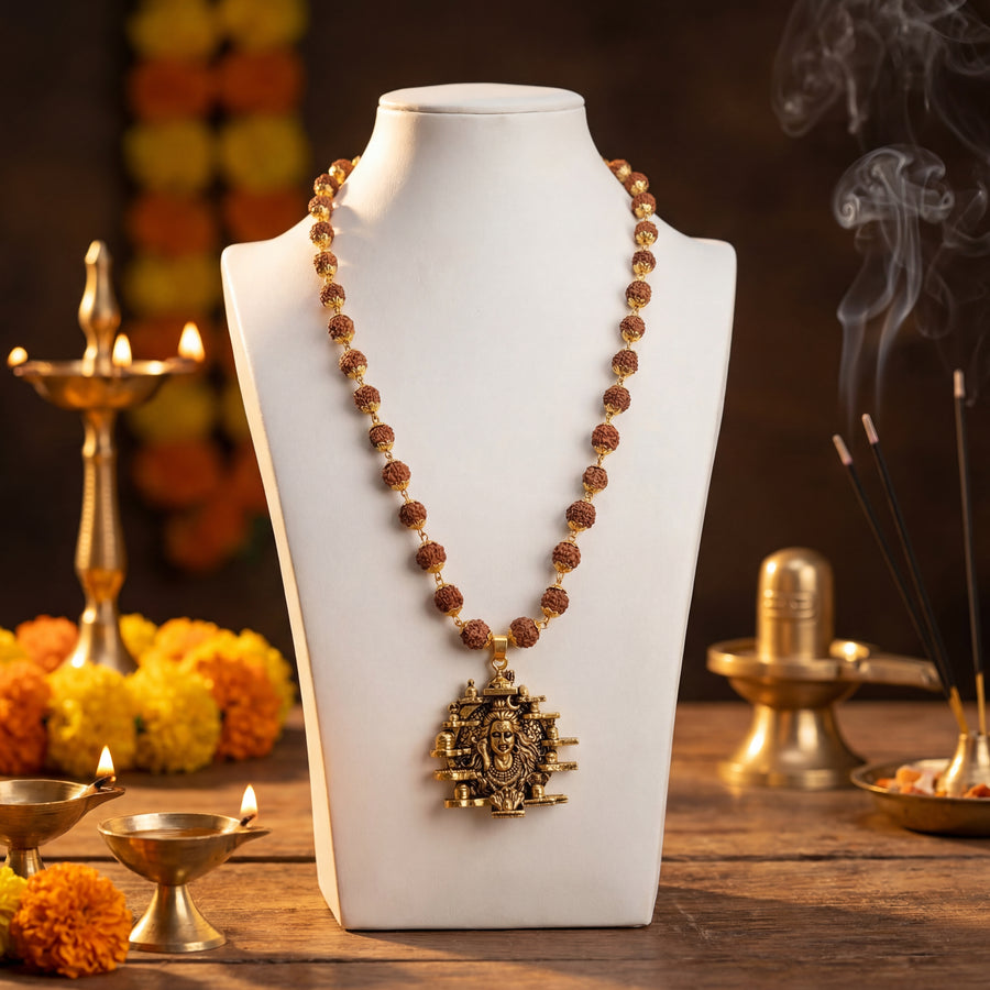 Rudraksha Mala with 12 Jyotirling Shiv Pendant