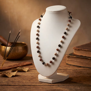 Rudraksha,Karungali and Tulsi Mala with Silver Cap