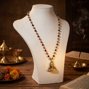 Rudraksha Karungali Mala with Adiyogi Pendant