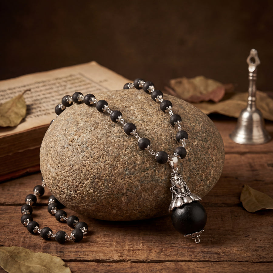 Karungali Mala with Karungali Bead and Adiyogi Pendant