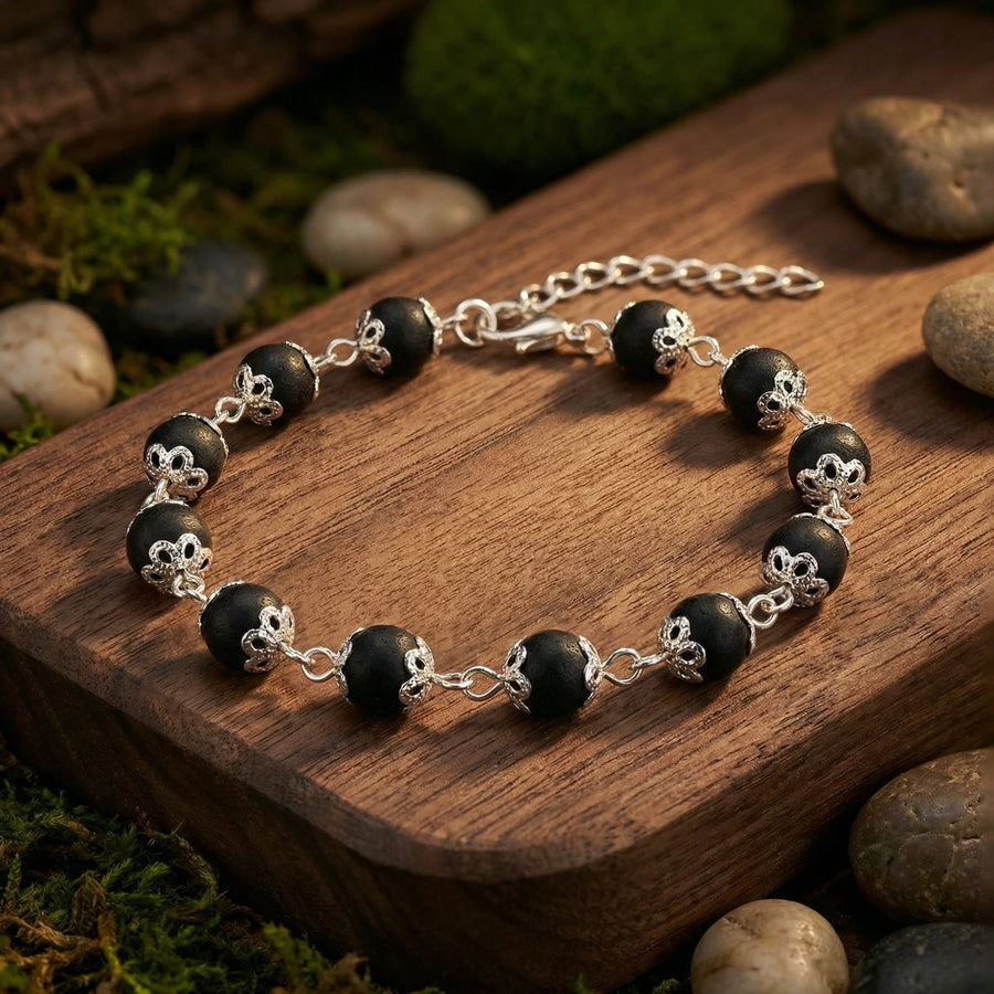 Karungali Silver Cap Bracelet for Women