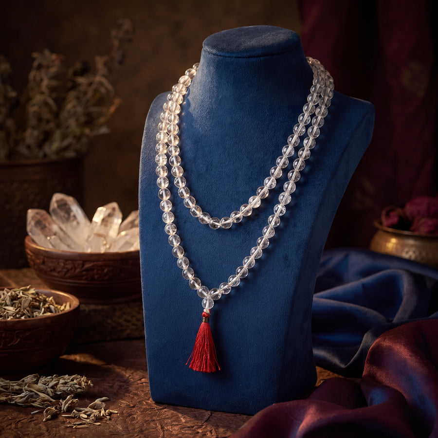 Round Sphatik Mala – 108 Beads