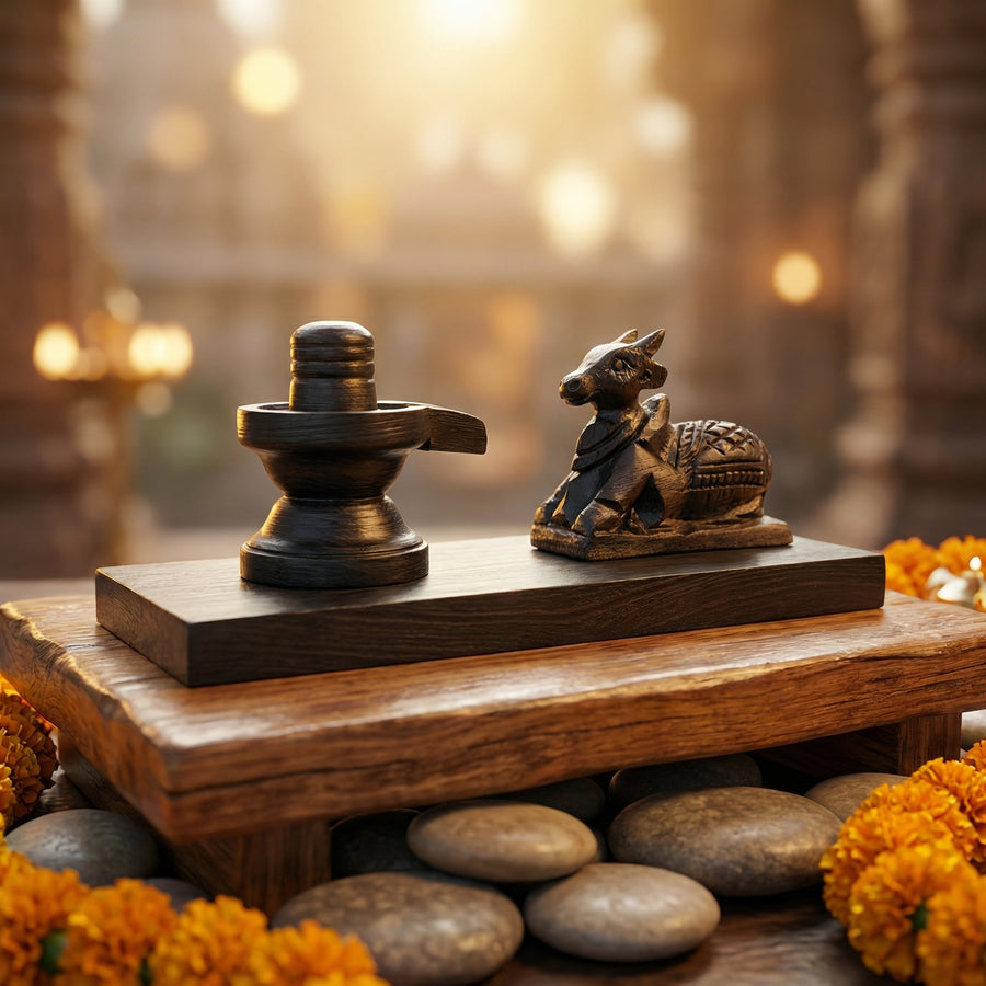 Karungali Shivling with Nandi Divine Set