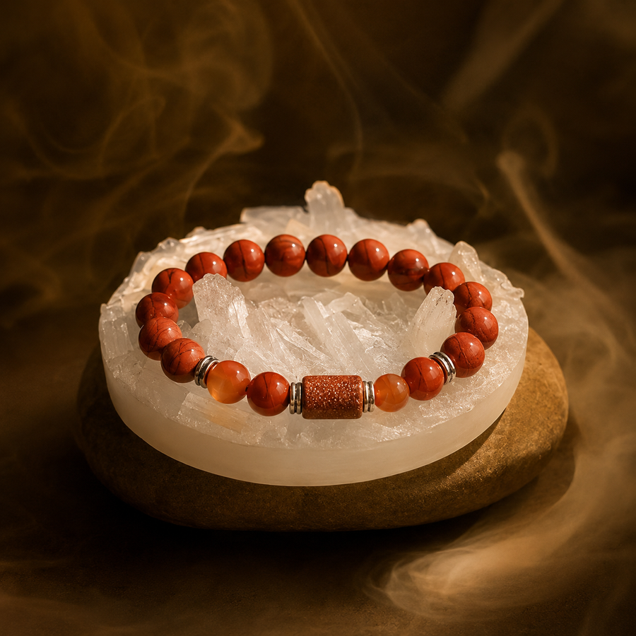 Aries (Mesh Rashi) Stone Bracelet with FREE Raw Selenite Plate