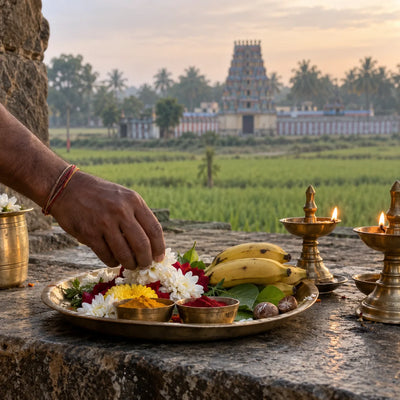 Kalyanasundareswarar Archana: turmeric, kumkum, betel leaves and flowers for a marriage archana