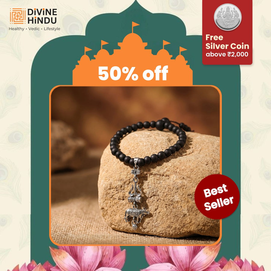 Karungali Malai Bracelet with Shiv Nandi Trishul