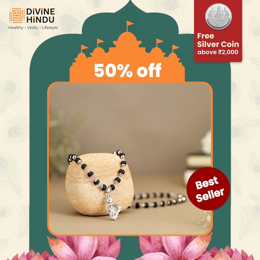 Lord Murugan Vel Pendant | Silver Cap Karungali Mala