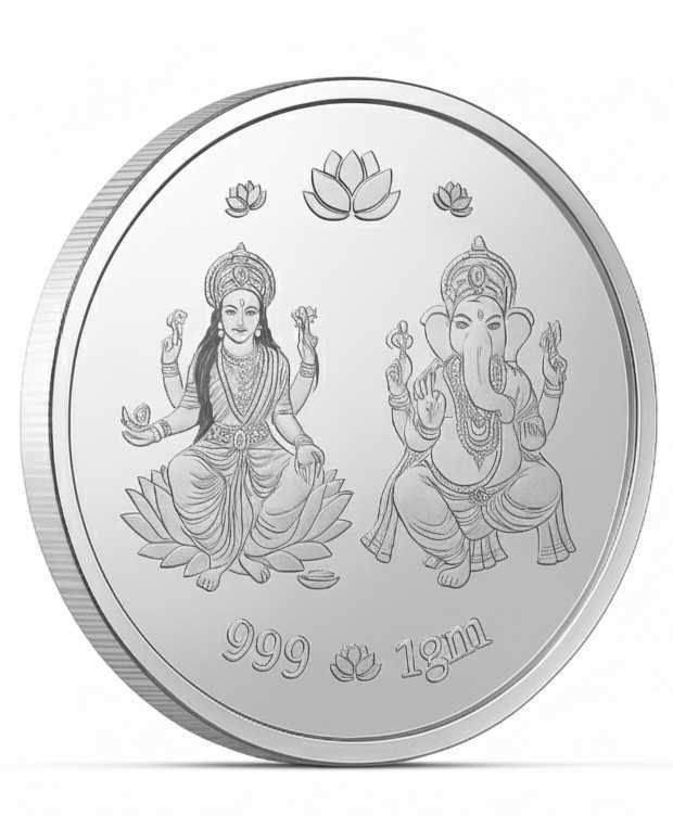🎁 Divine Hindu Lakshmi–Ganesh Silver Coin (999 Purity)