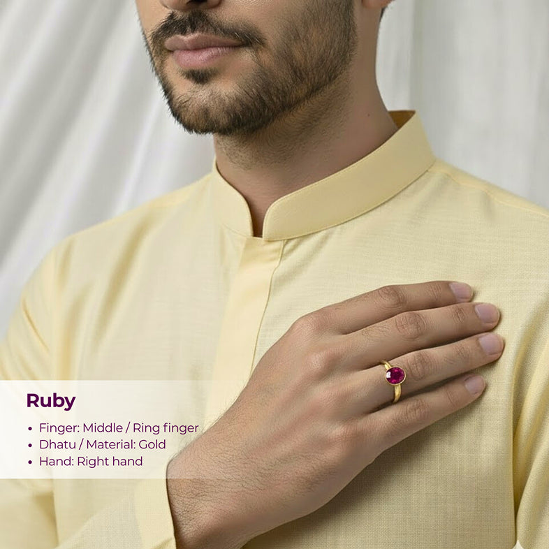 Natural Gemstone: Ruby (Maanik)