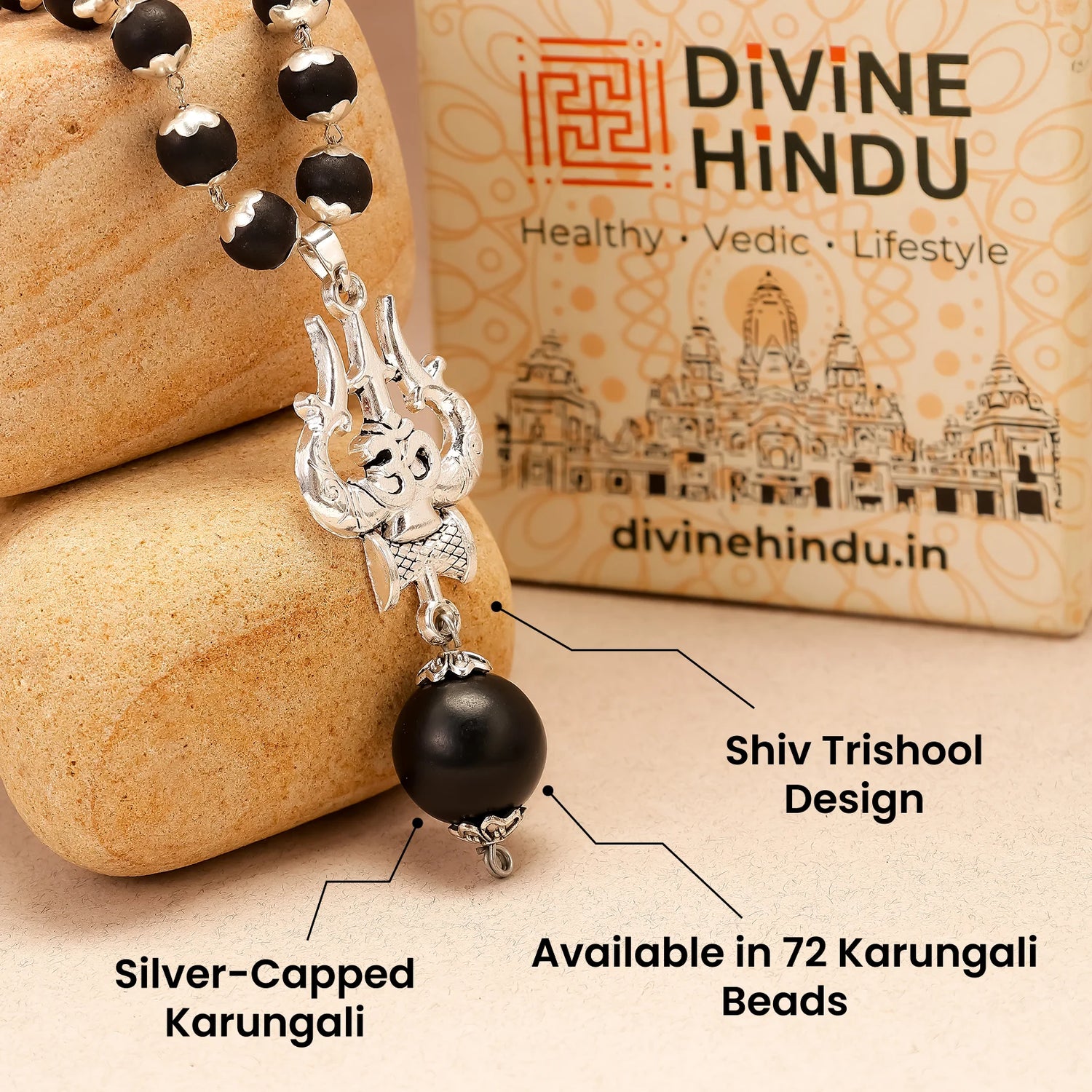 OM Shiva Trishool Karungali Mala