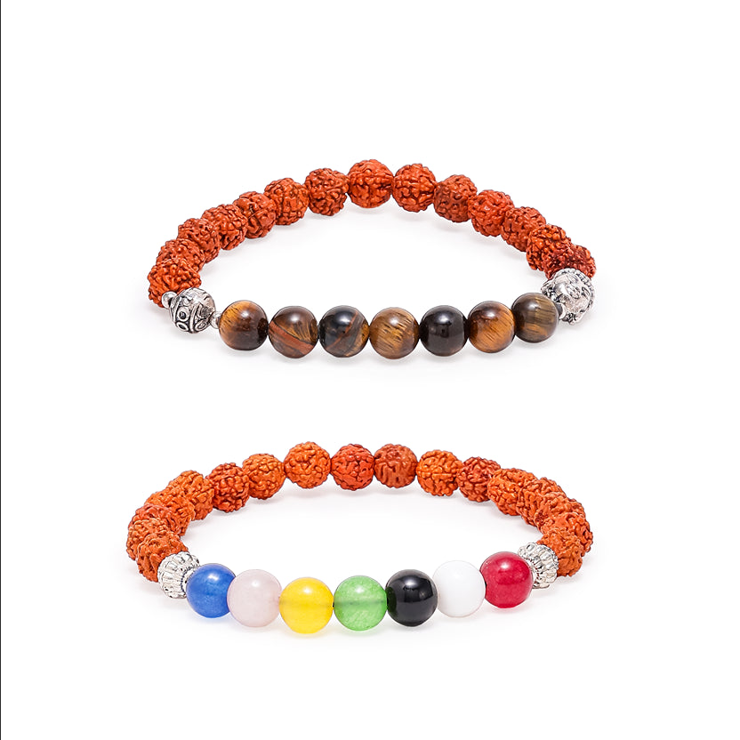 7 Chakra + Tiger Stone Rudraksha Bracelet