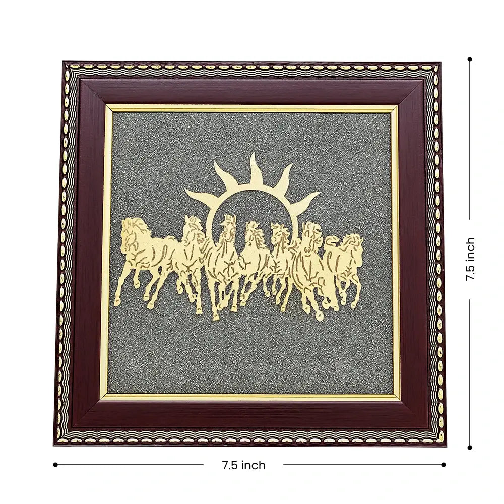 7 Horses Raw Pyrite Frame for Vastu & Prosperity