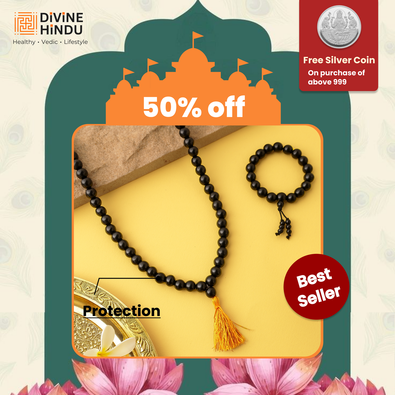 Original Karungali Malai 108-Beads & Karungali Malai Bracelet Combo with Govt. Certification