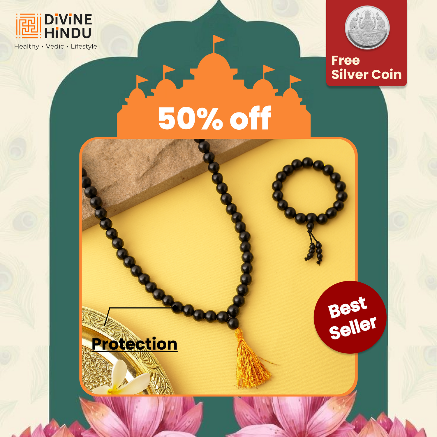 Original Karungali Malai 108-Beads & Karungali Malai Bracelet Combo with Govt. Certification