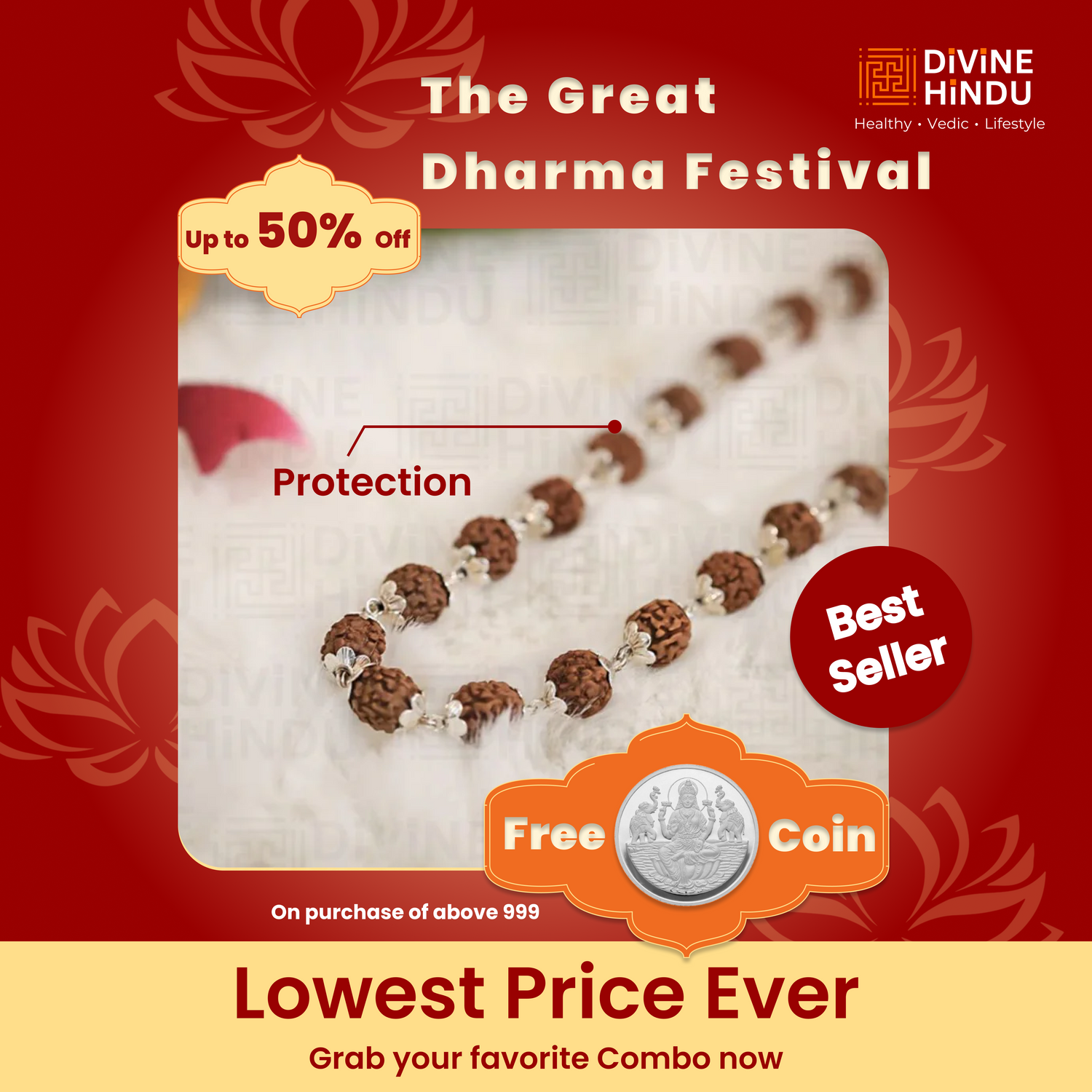 Divine Rudraksha Necklace - 54 Bead