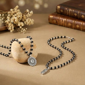 Murugan Sangam: Silver-Capped Shakti Pendant & OM Malai Combo