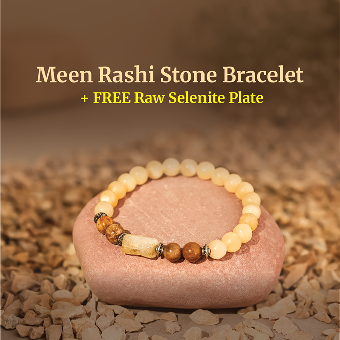 Pisces (Meen Rashi) Bracelet with FREE Raw Selenite Plate