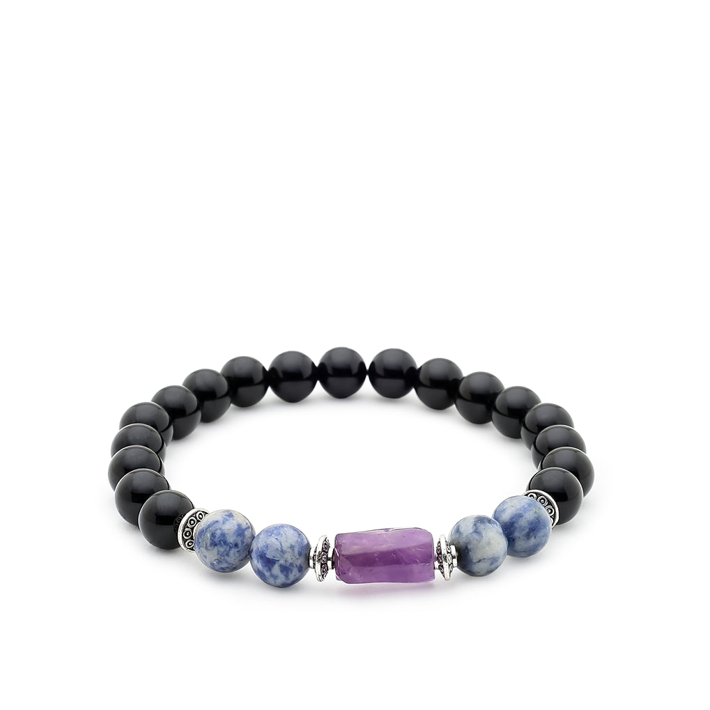 Black Tourmaline Bracelet (Kumbh Rashi) Aquarius Closeup