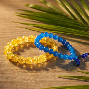 Citrine Stone Bracelet & Blue Topaz Bracelet Combo for Positivity