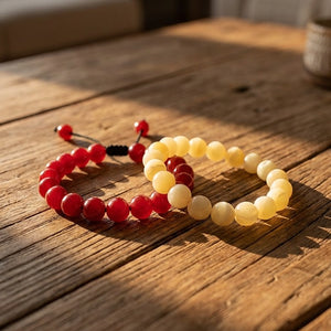 Red Aventurine Bracelet & Yellow Calcite Bracelet Combo for Energy and Motivation