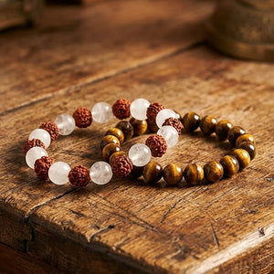 Moonstone Crystal Bracelet & Tiger Eye Bracelet Combo for Emotional Balance