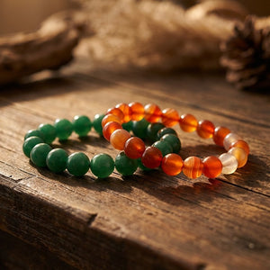 Green Jade & Carnelian Bracelet Combo for Harmony and Vitality