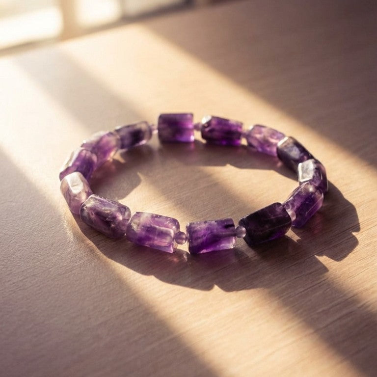 Amethyst Rectangular Stone Bracelet