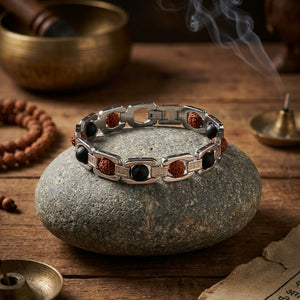 Rudraksha Karungali Link Chain Bracelet