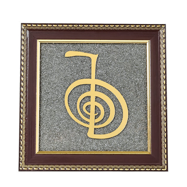 Cho Ku Rei Raw Pyrite Frame | Reiki Power Symbol for Energy