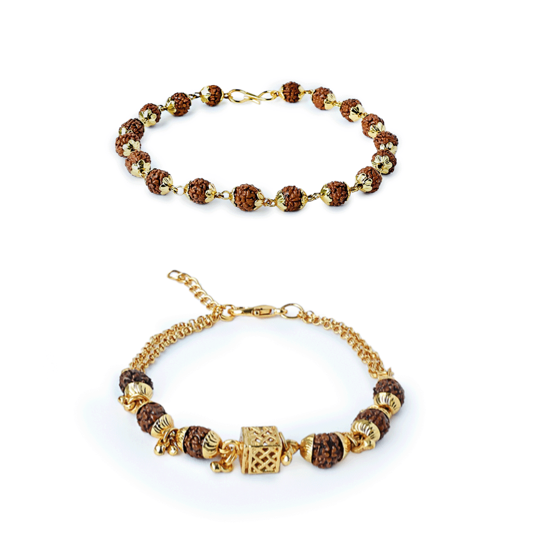 Divine Rudraksha Rakhi Pair - Bhaiya & Bhabhi