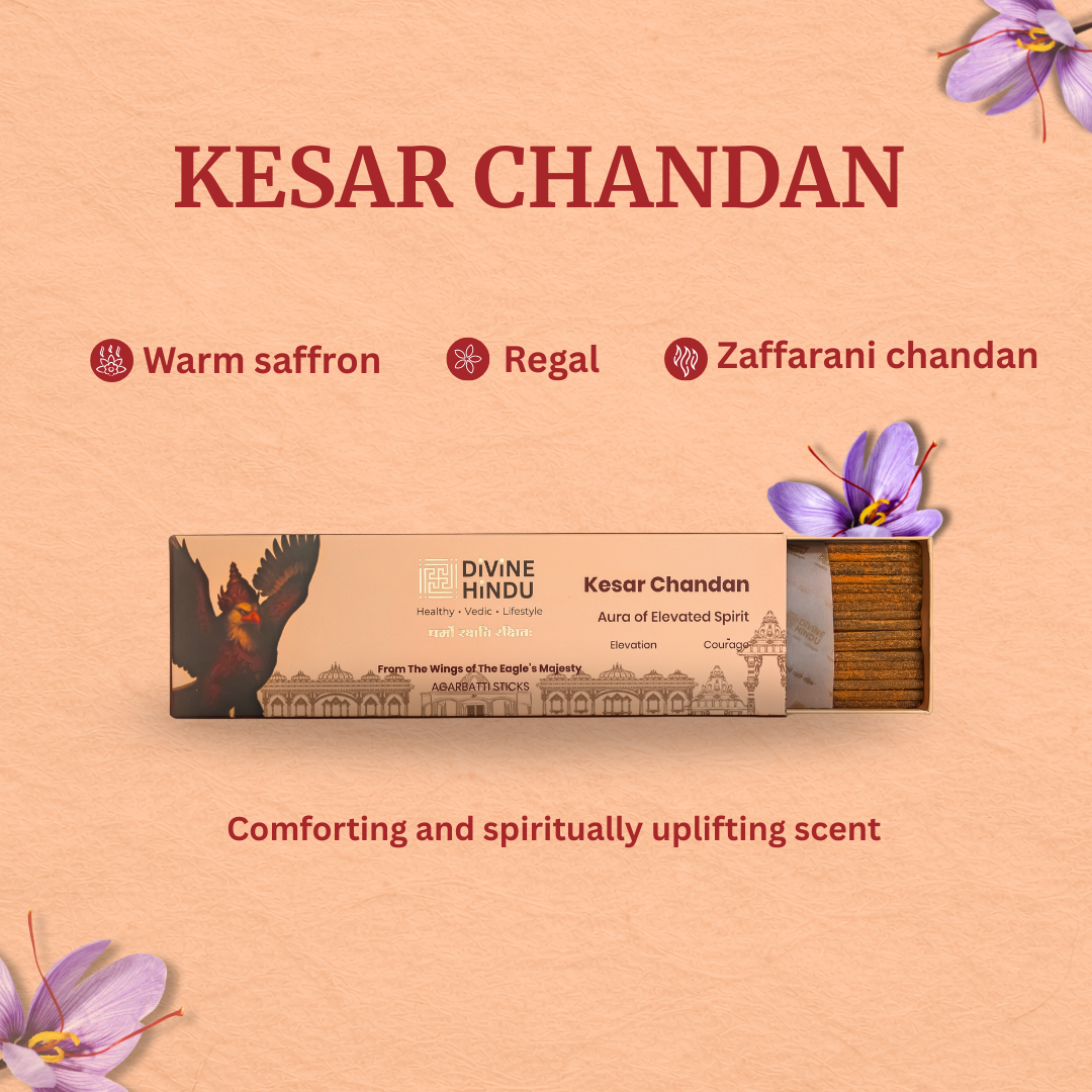 Natural Kesar Chandan & Kasturi Mrig / Incense Sticks (Pack of 60)