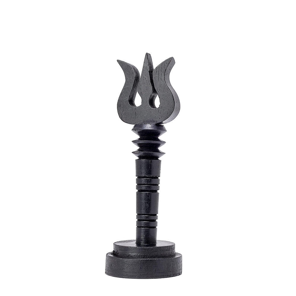 Karungali Shiva Trishool with Base – Ebony Wood Carving