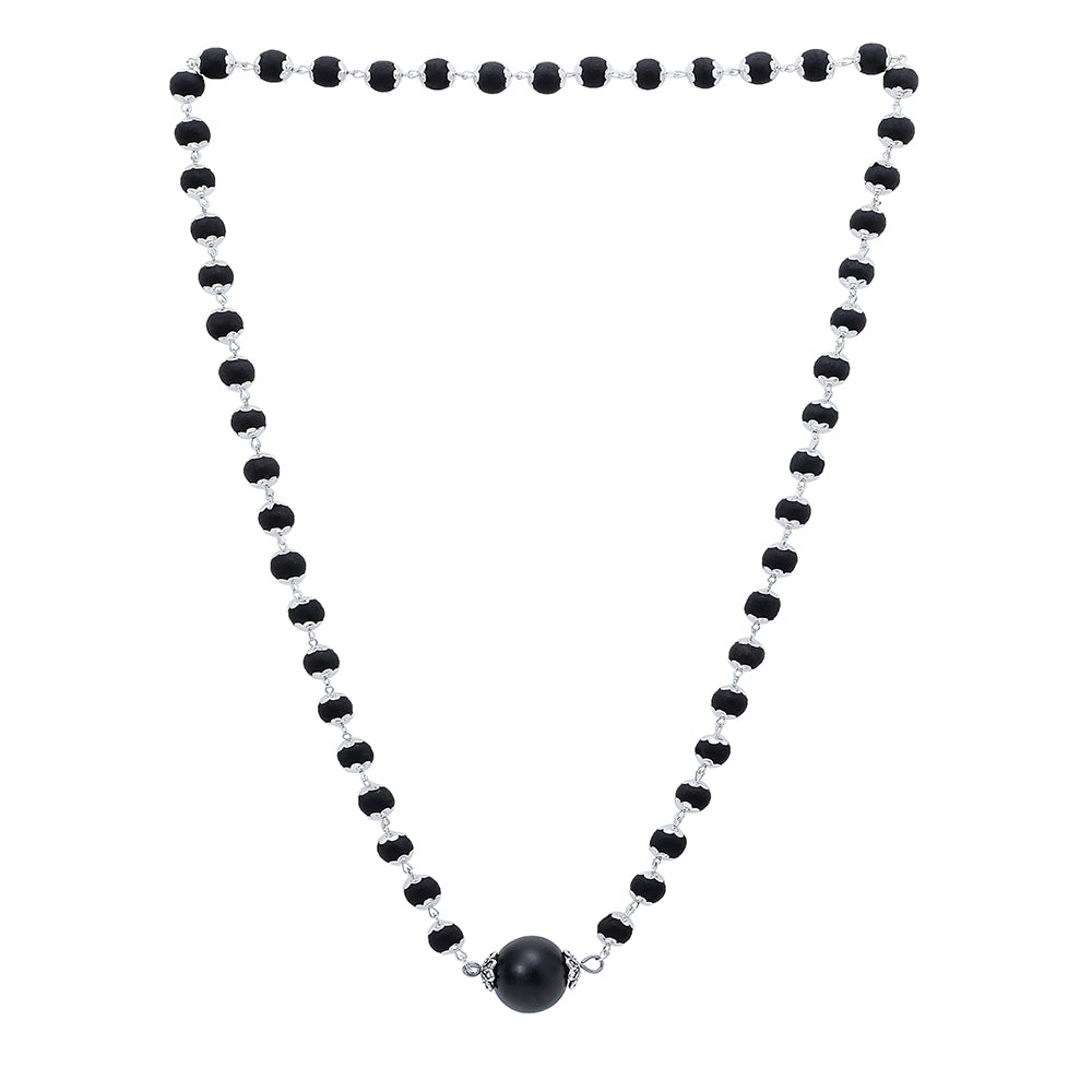 Silver Cap Karungali Mala – 54 Beads, Gov. Lab Certified