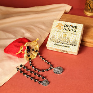 Lord Murugan Silver-Capped Karungali Combo (Pendant & Bracelet)
