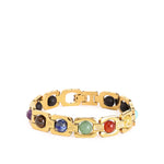 Navratna Link Chain Bracelet In Gold Finish