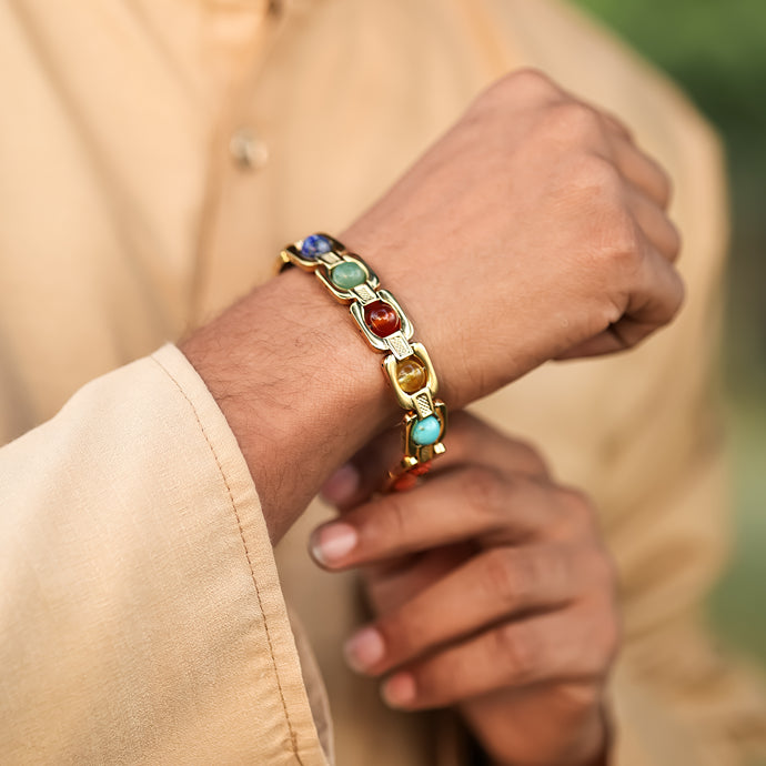 7 Chakra Link Chain Bracelet with Rudraksha