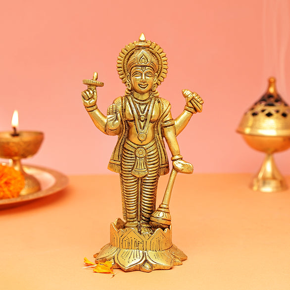 Standing Vishnu brass idol
