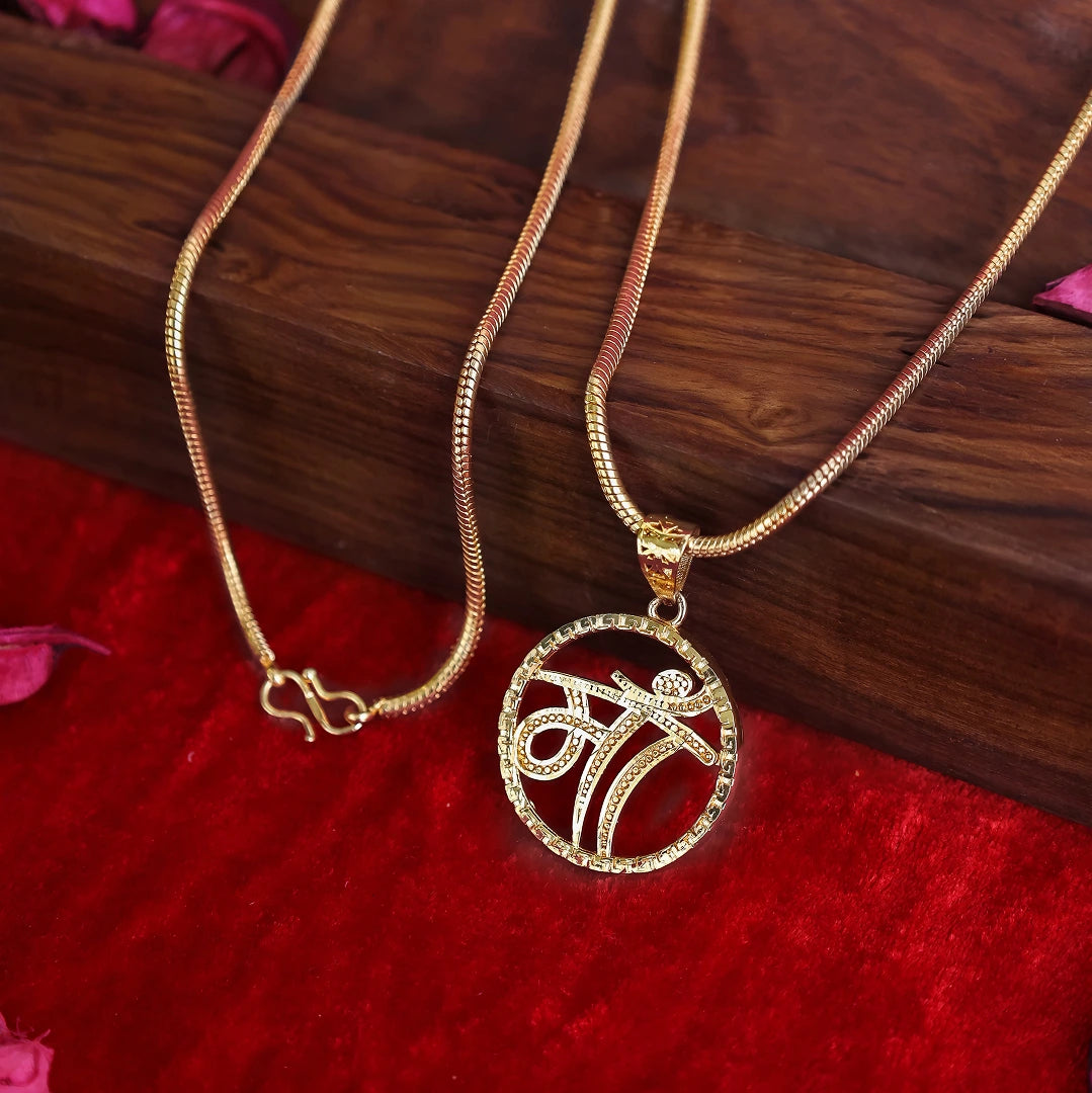 Gold Plated MAA Circle Design Pendant Necklace