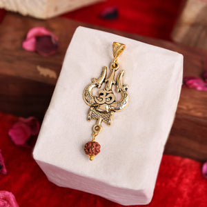 Gold Plated OM Shiva Trishool Pendant