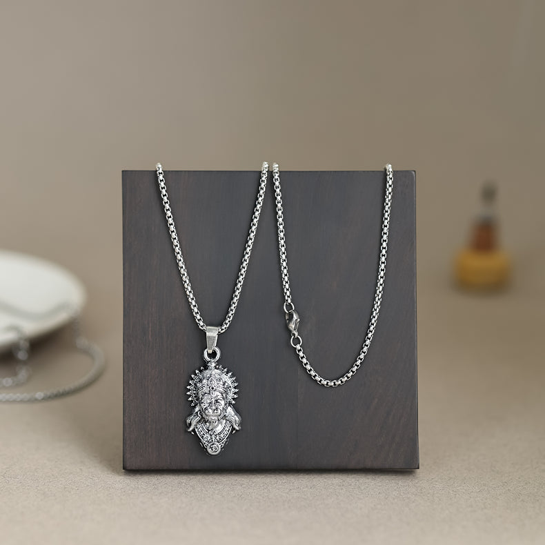 Silver Plated Hanuman Ji Face Pendant