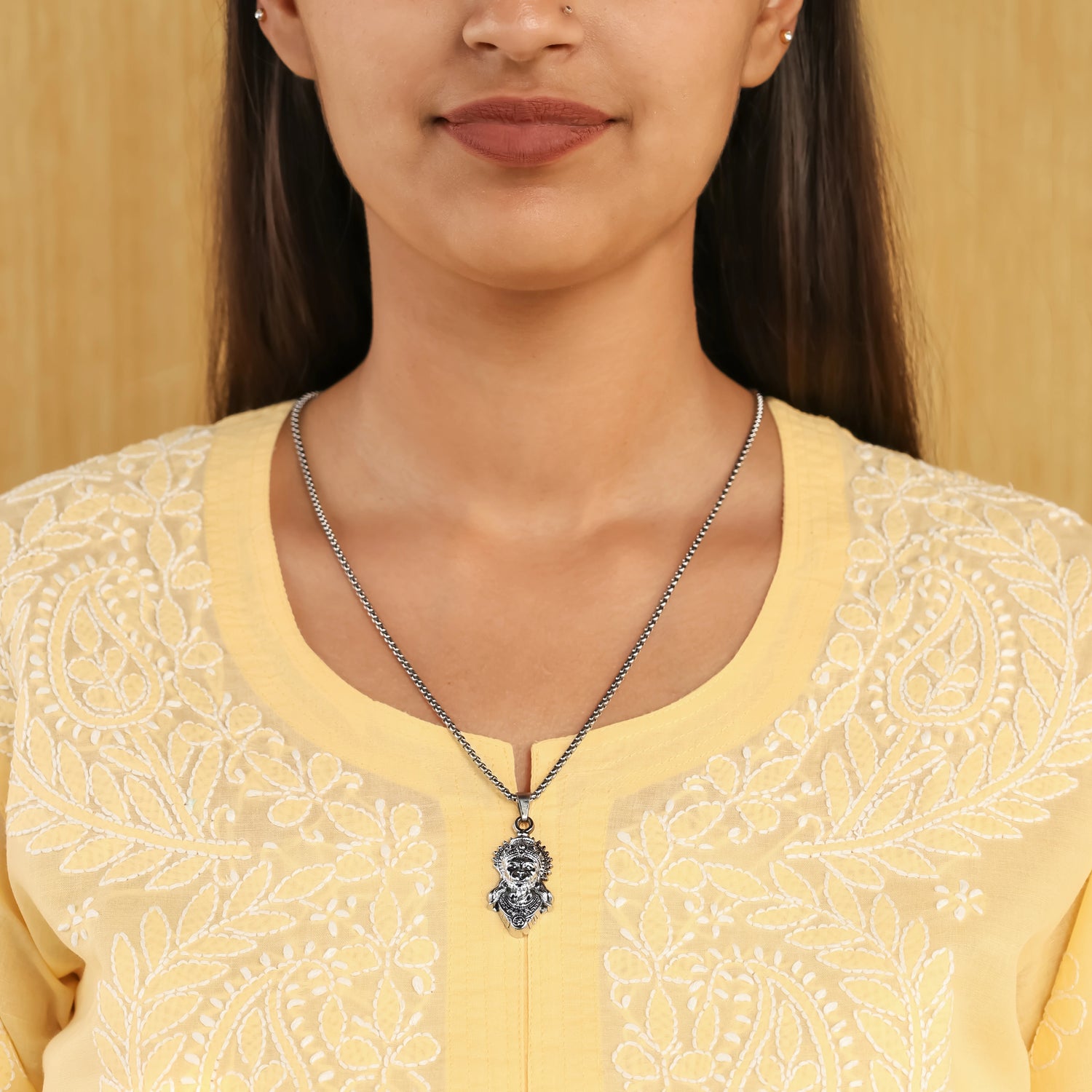 Silver Plated Hanuman Ji Face Pendant