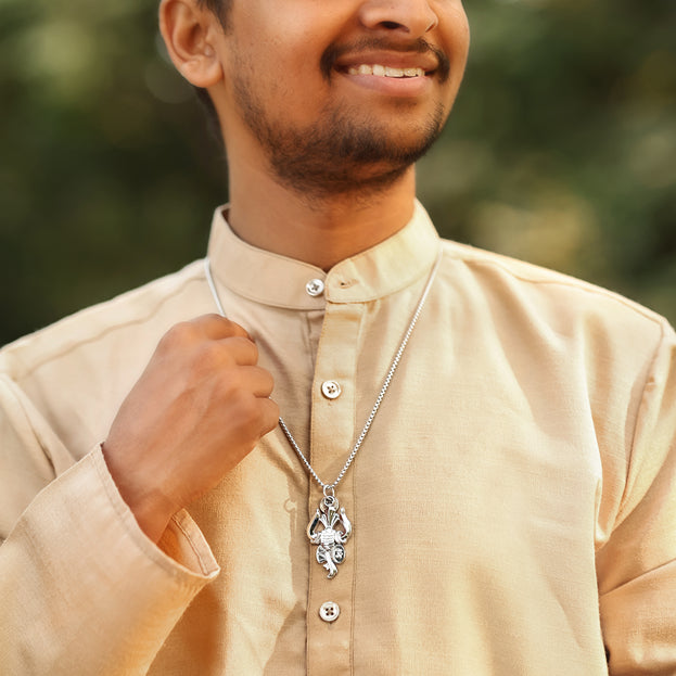 Silver Plated Shiva Trishul & Damaru Pendant