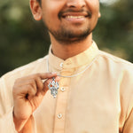 Silver Plated Shiva Trishul & Damaru Pendant